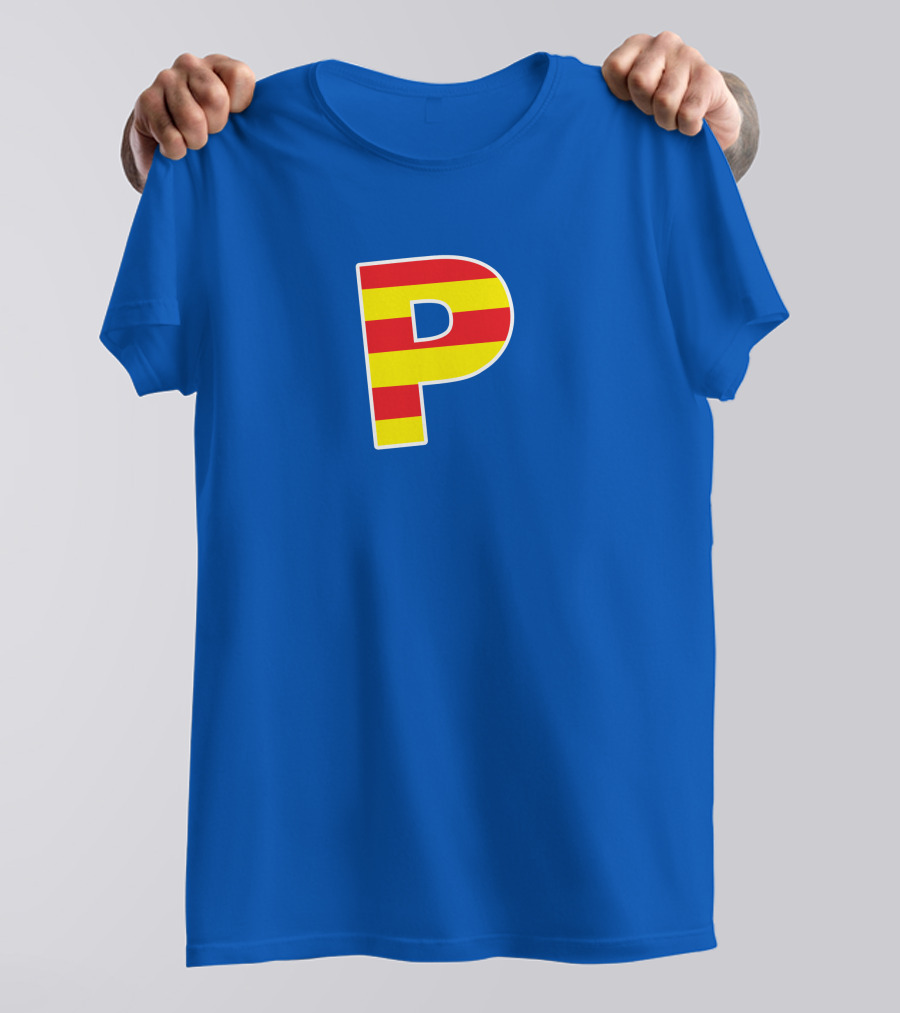 Pghlfilms P Yellow And Red Stripes Blue Background T-Shirt
