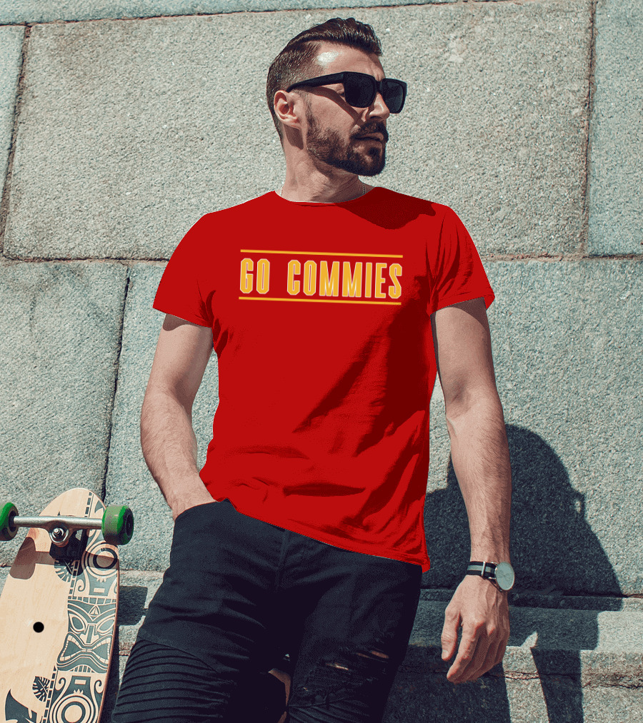 Go Commies Yellow Text On Red T-Shirt