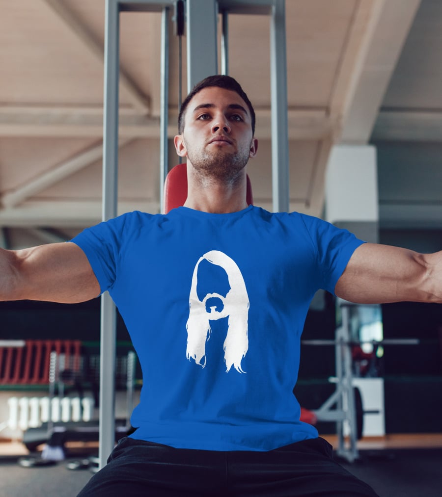 Moist Merch Charlie Head Silhouette Long Hair Blue T-Shirt