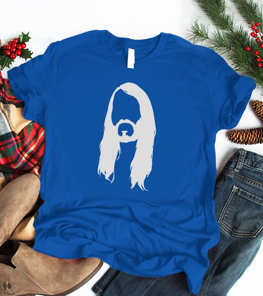 Moist Merch Charlie Head Silhouette Long Hair Blue T-Shirt