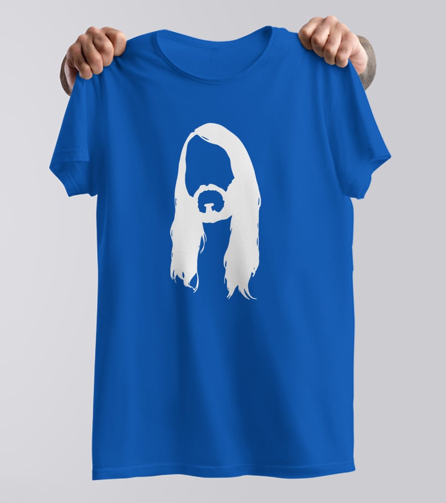 Moist Merch Charlie Head Silhouette Long Hair Blue T-Shirt