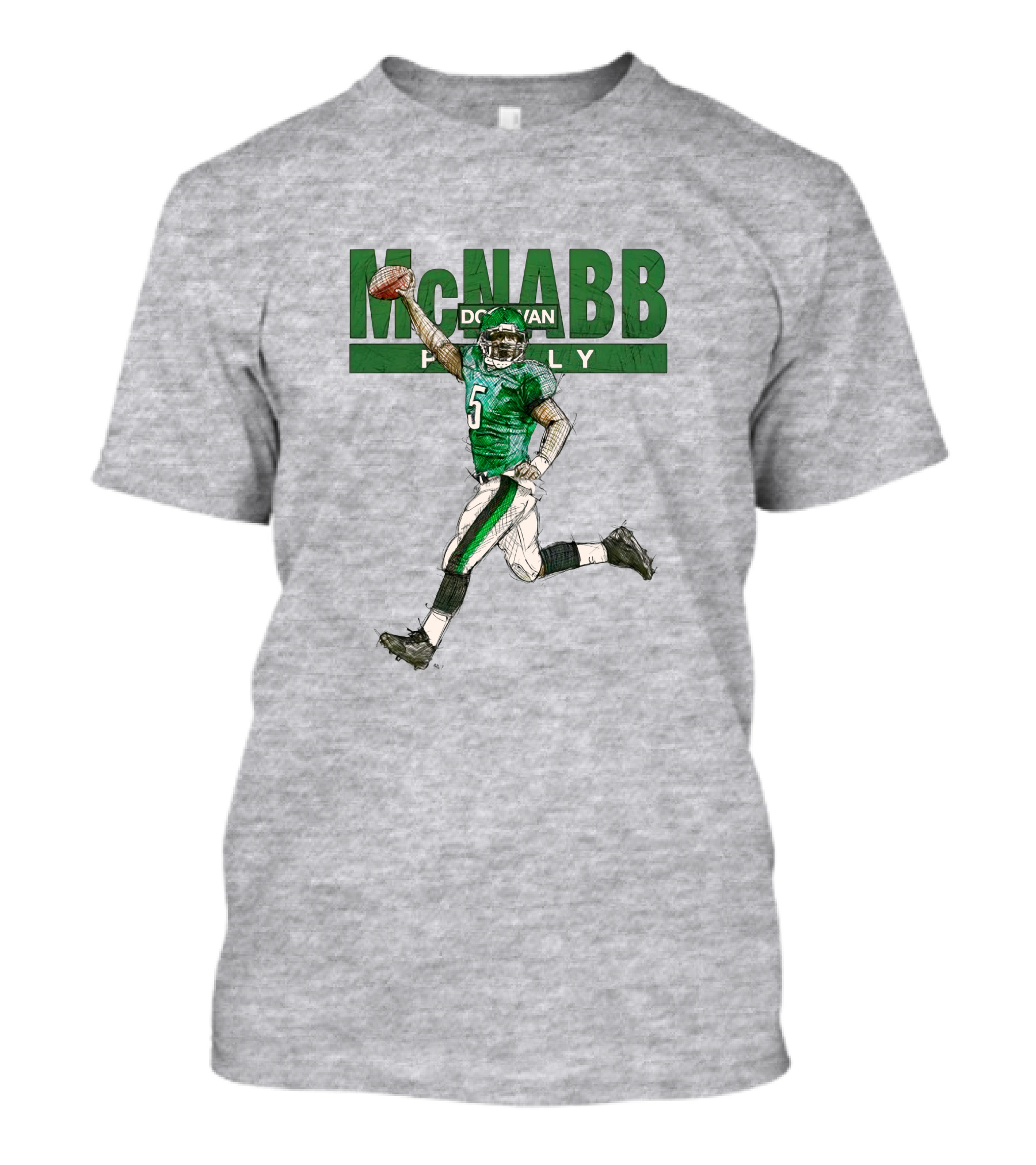 Donovan McNabb Philly Football Green Number 5 Drawing T-Shirt