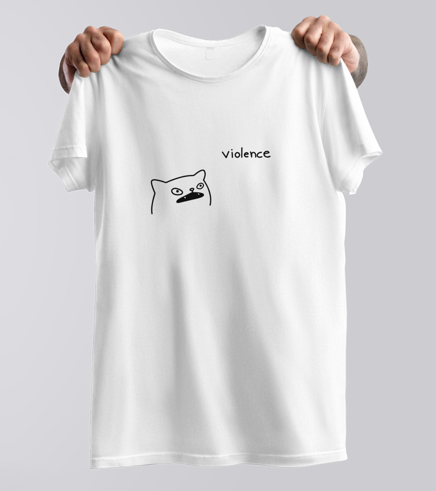 Portlandsbatman Poorlycatdraw Violence Cat T-Shirt