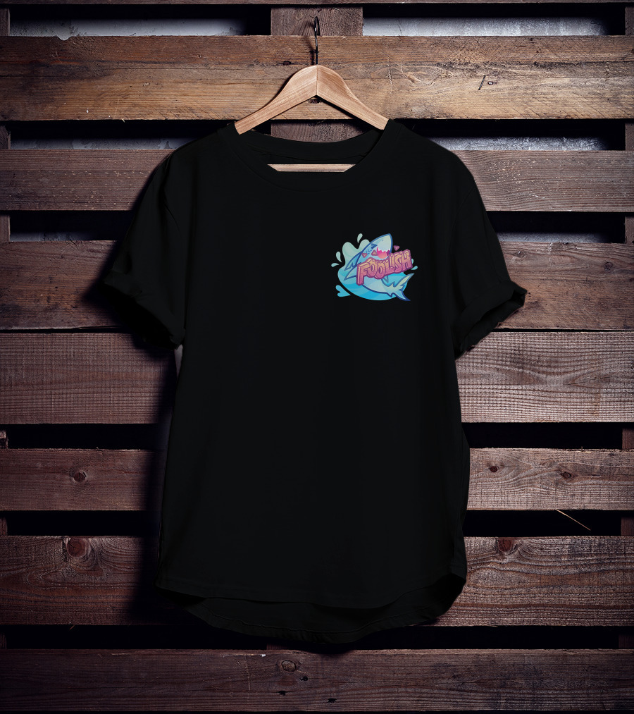Foolish Gamers Shark With Blue Splash And Mountains T-Shirt