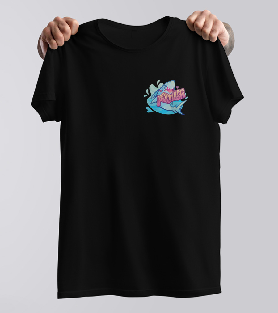 Foolish Gamers Shark With Blue Splash And Mountains T-Shirt