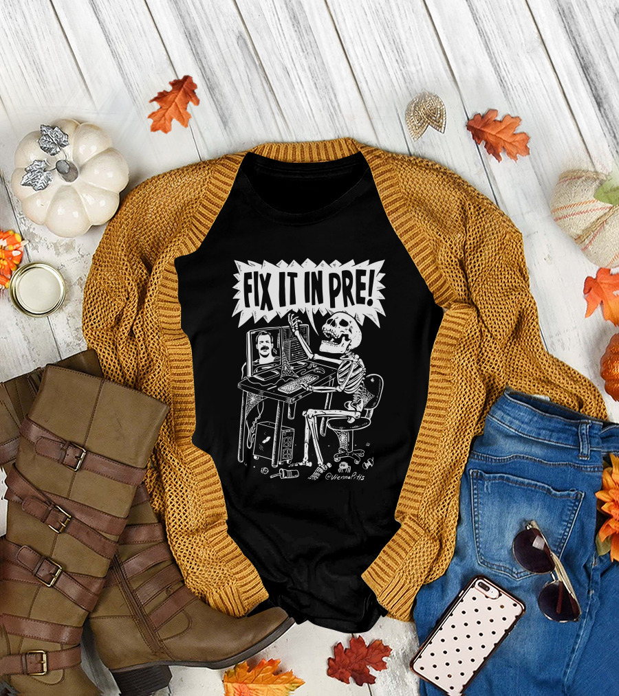 Tony SanFilippo Fix It In Pre Skeleton Computer Toy Walking Stick T-Shirt