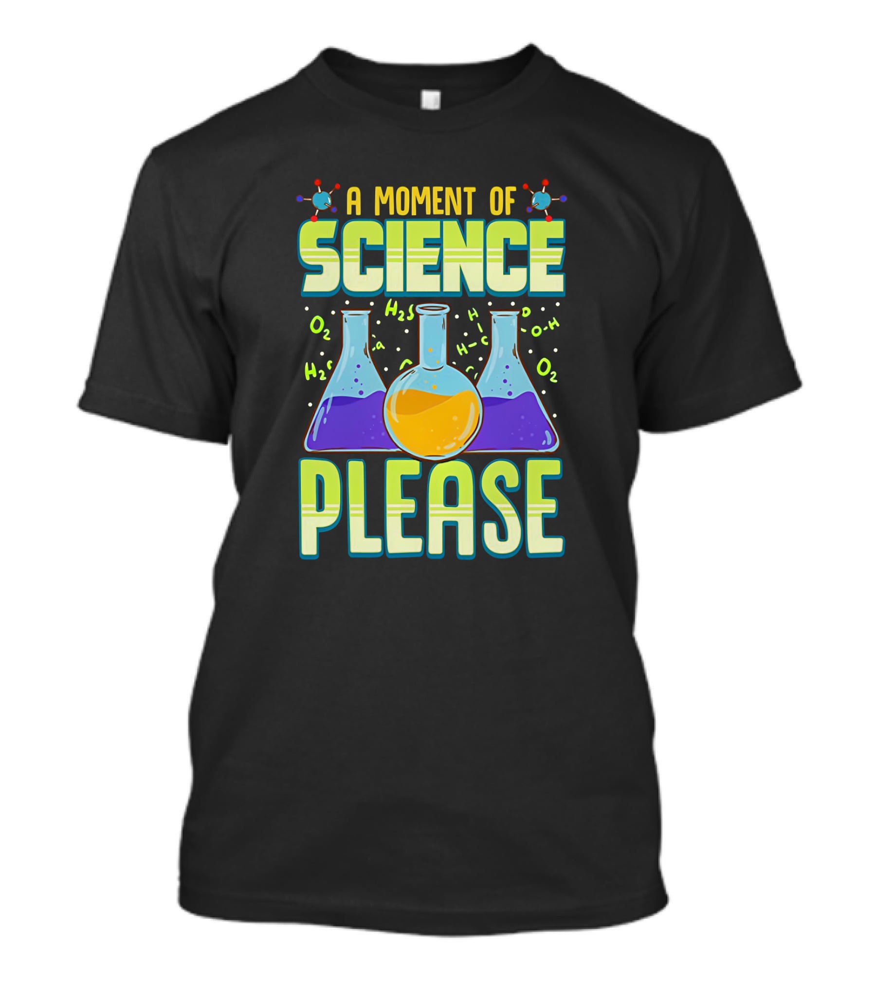 A Moment Of Science Please Chemistry Flasks H2O Molecules T-Shirt