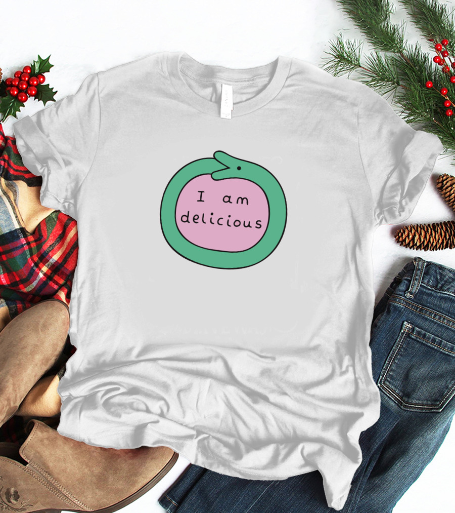 Alex Norris The Oh No Shop Self-Love Snake I Am Delicious Green T-Shirt
