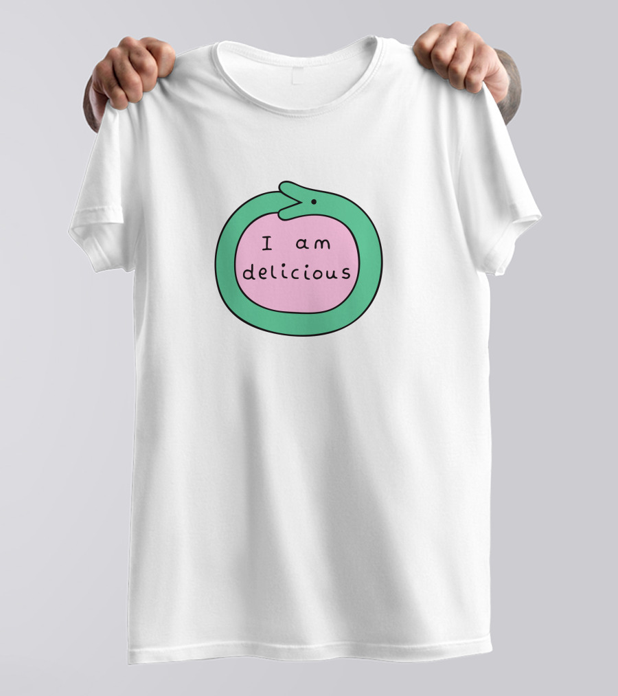 Alex Norris The Oh No Shop Self-Love Snake I Am Delicious Green T-Shirt