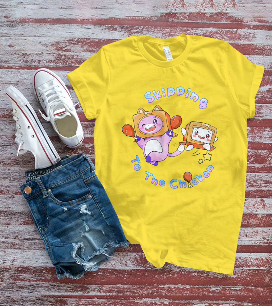 LankyBox Merch Skipping To The Chicken With Boxy And Foxy Characters T-Shirt