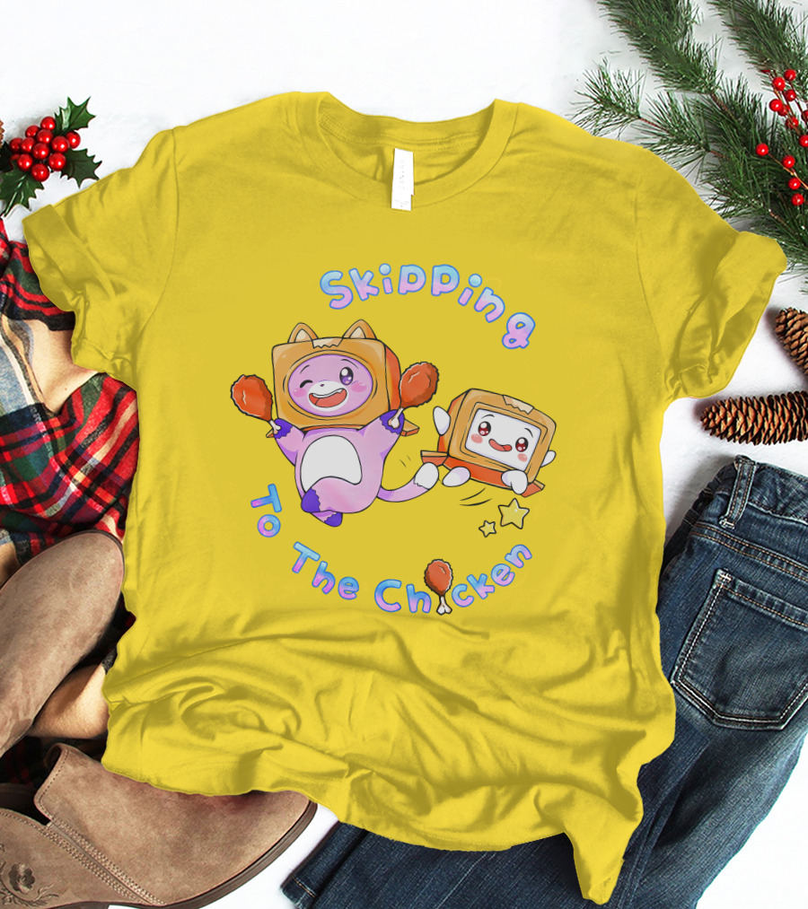 LankyBox Merch Skipping To The Chicken With Boxy And Foxy Characters T-Shirt