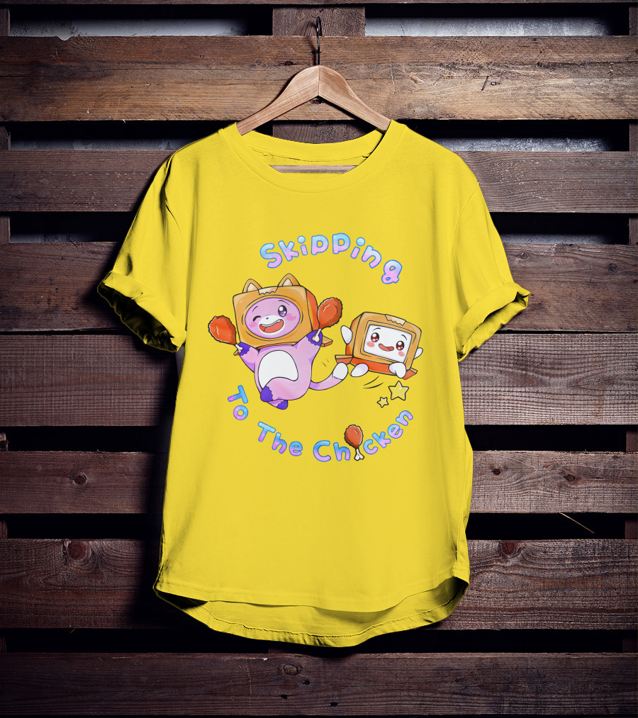 LankyBox Merch Skipping To The Chicken With Boxy And Foxy Characters T-Shirt