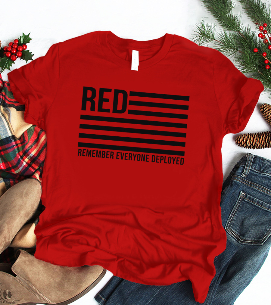 Karma Girl RED Remember Everyone Deployed USA Flag T-Shirt