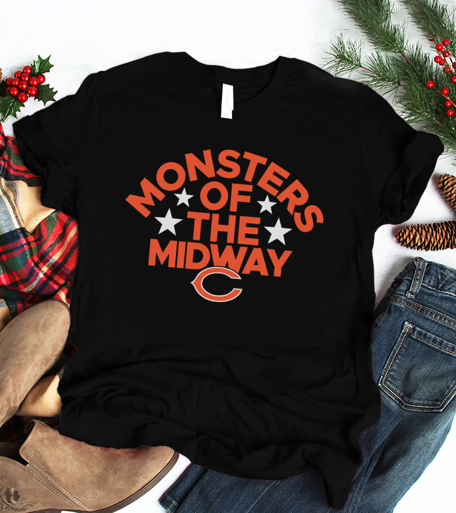 Theundrftd Chicago Bears Monsters Of The Midway Five Stars T-Shirt