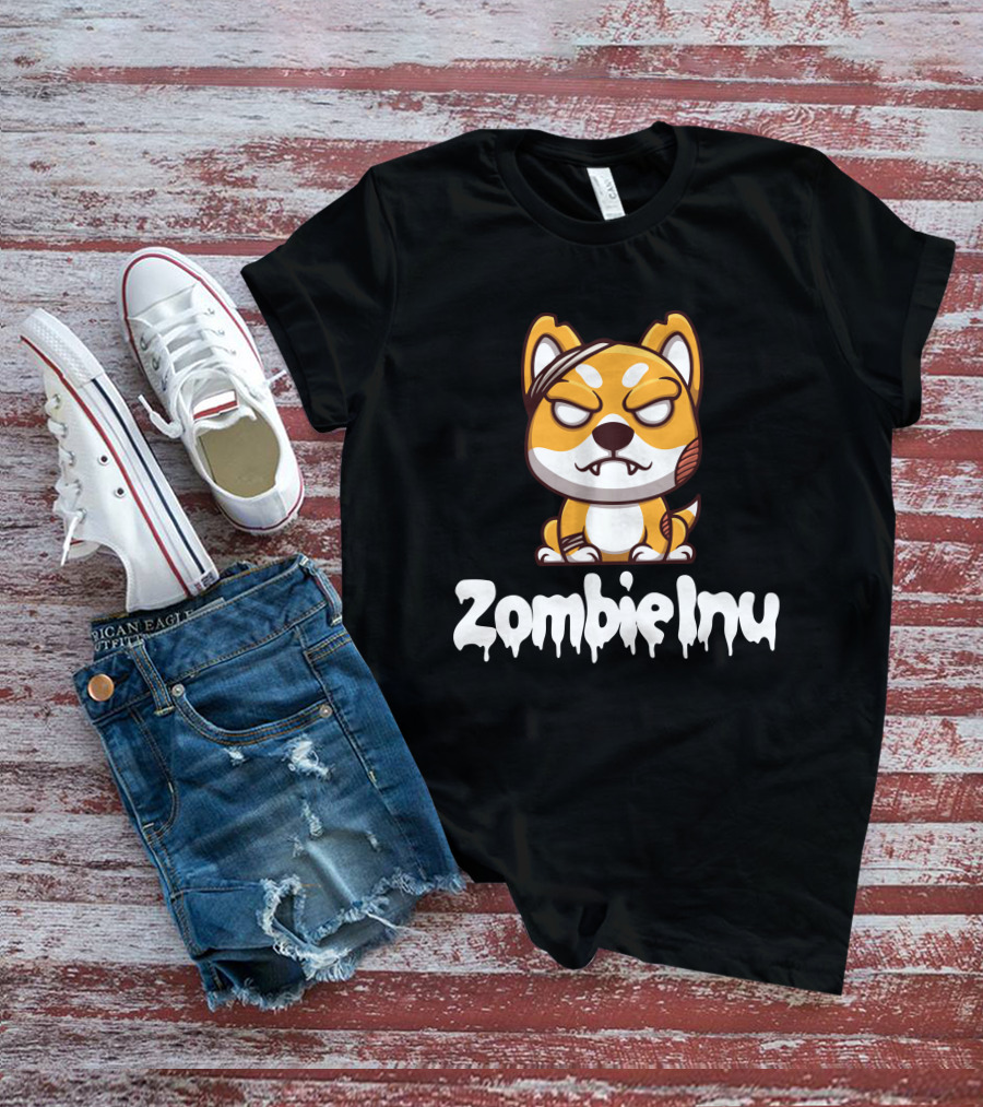 Zombie Inu Zinu Token Fierce Canine Character T-Shirt