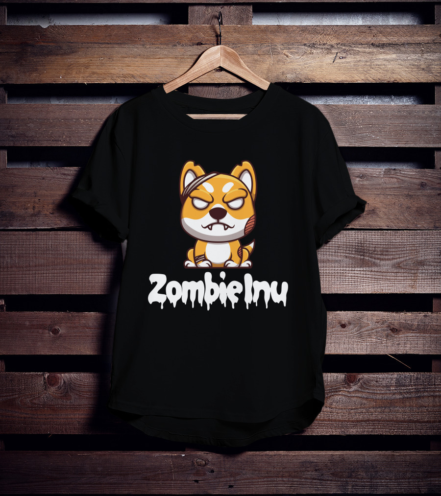 Zombie Inu Zinu Token Fierce Canine Character T-Shirt