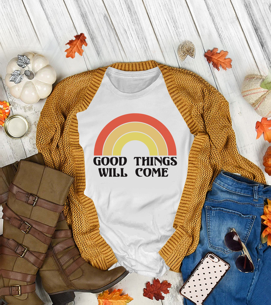 Good Things Will Come Retro Rainbow Frivvi Posting T-Shirt