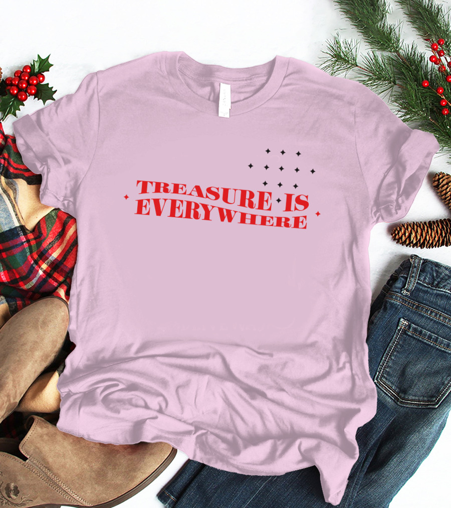 Junkyu Treasure Is Everywhere Pink And Red Text With Stars T-Shirt