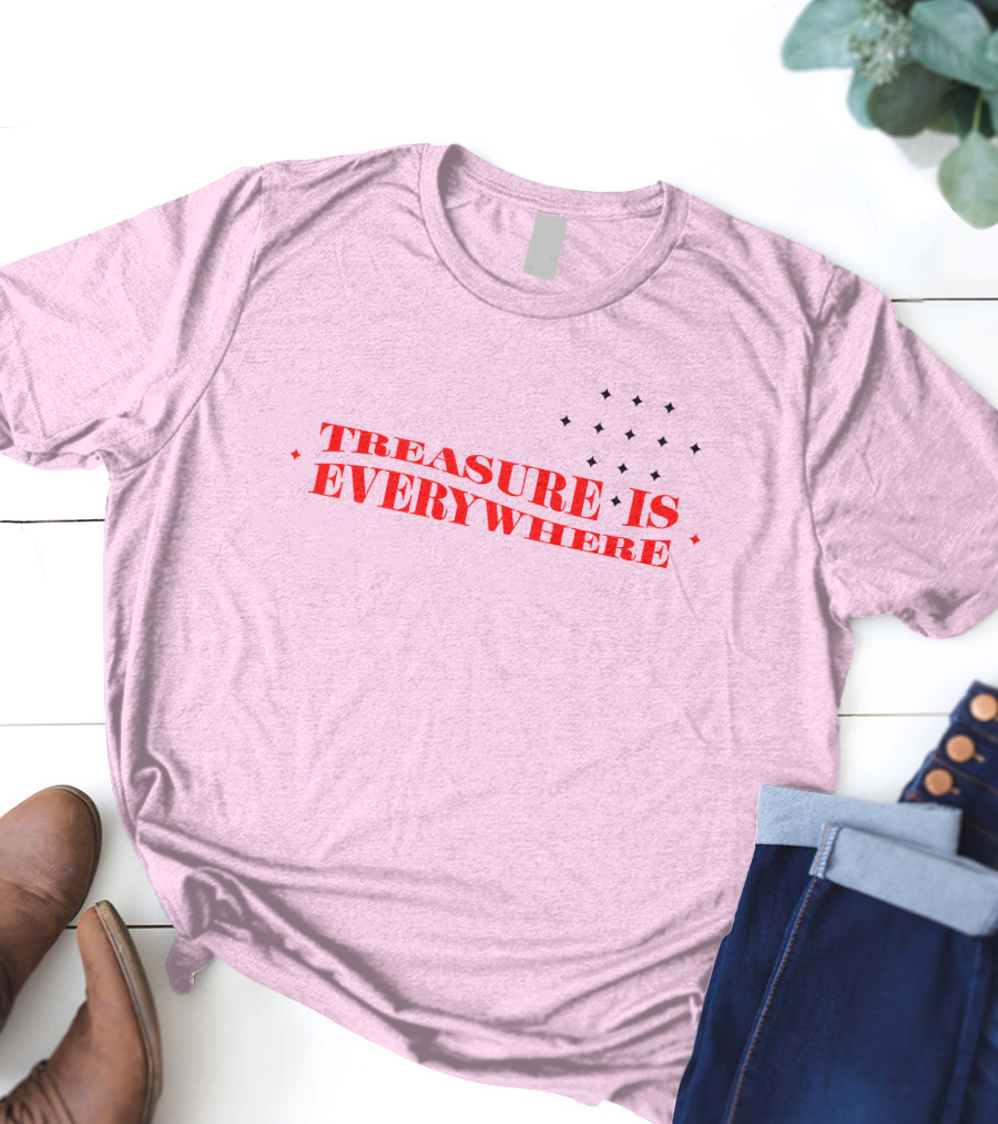 Junkyu Treasure Is Everywhere Pink And Red Text With Stars T-Shirt