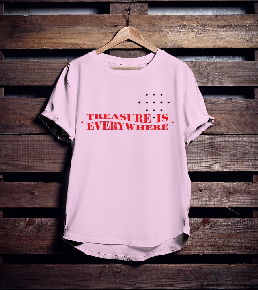 Junkyu Treasure Is Everywhere Pink And Red Text With Stars T-Shirt