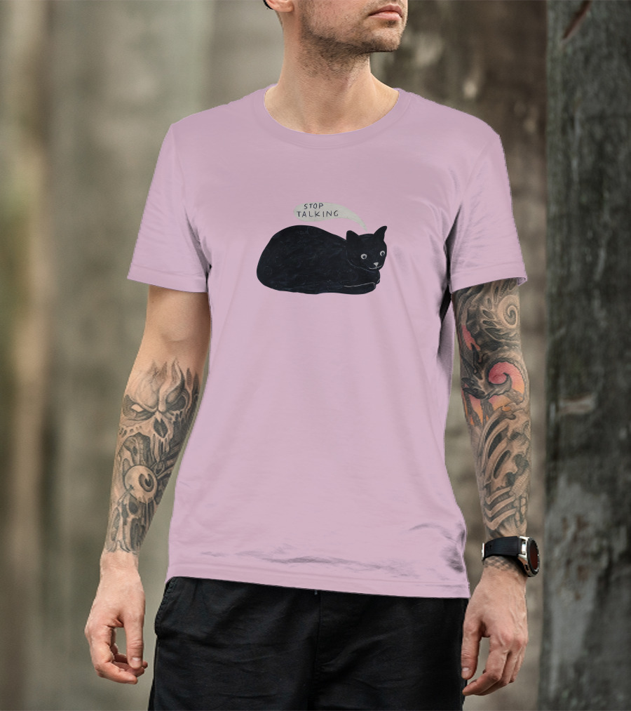 Randall Mann Stop Talking Cat Black Cat T-Shirt