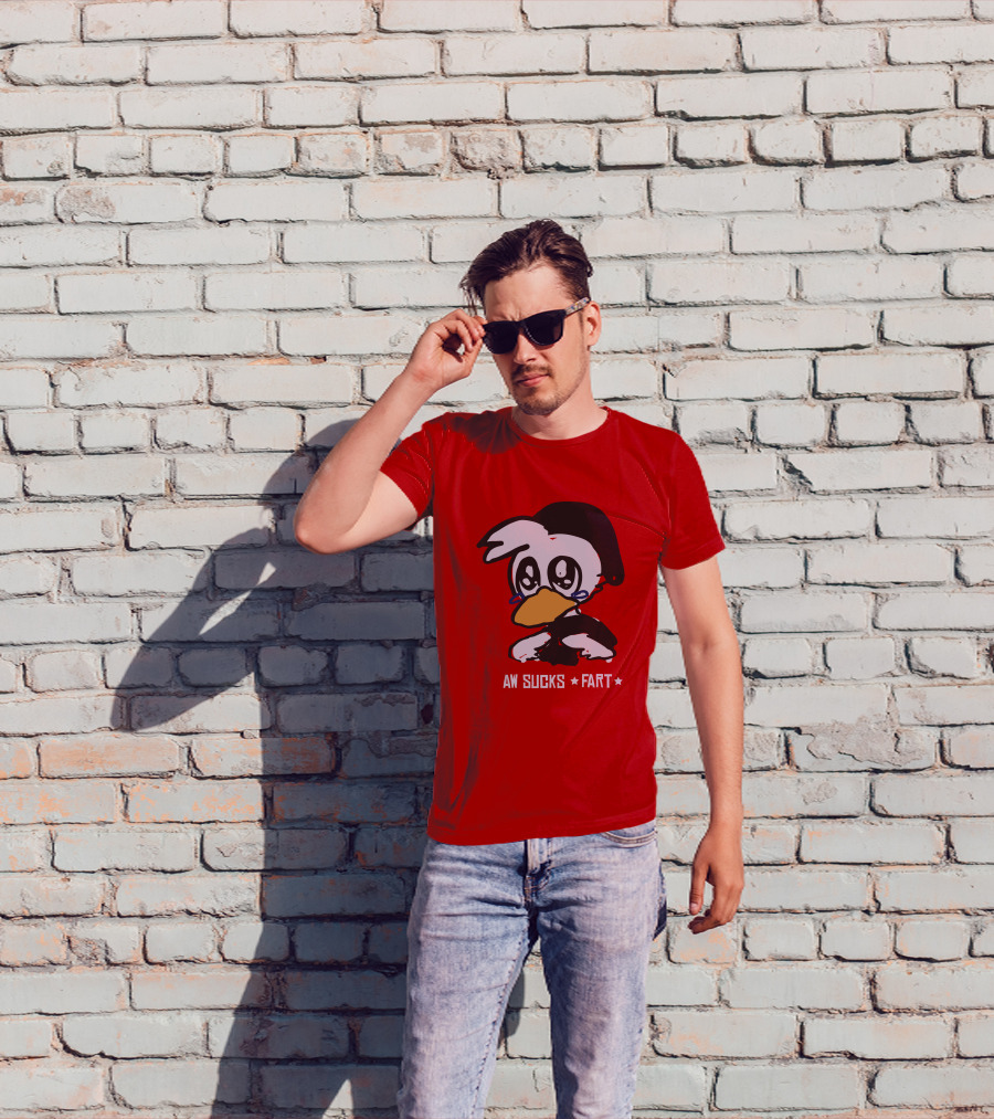 Aw Sucks Fart Crying Duck Cartoon T-Shirt