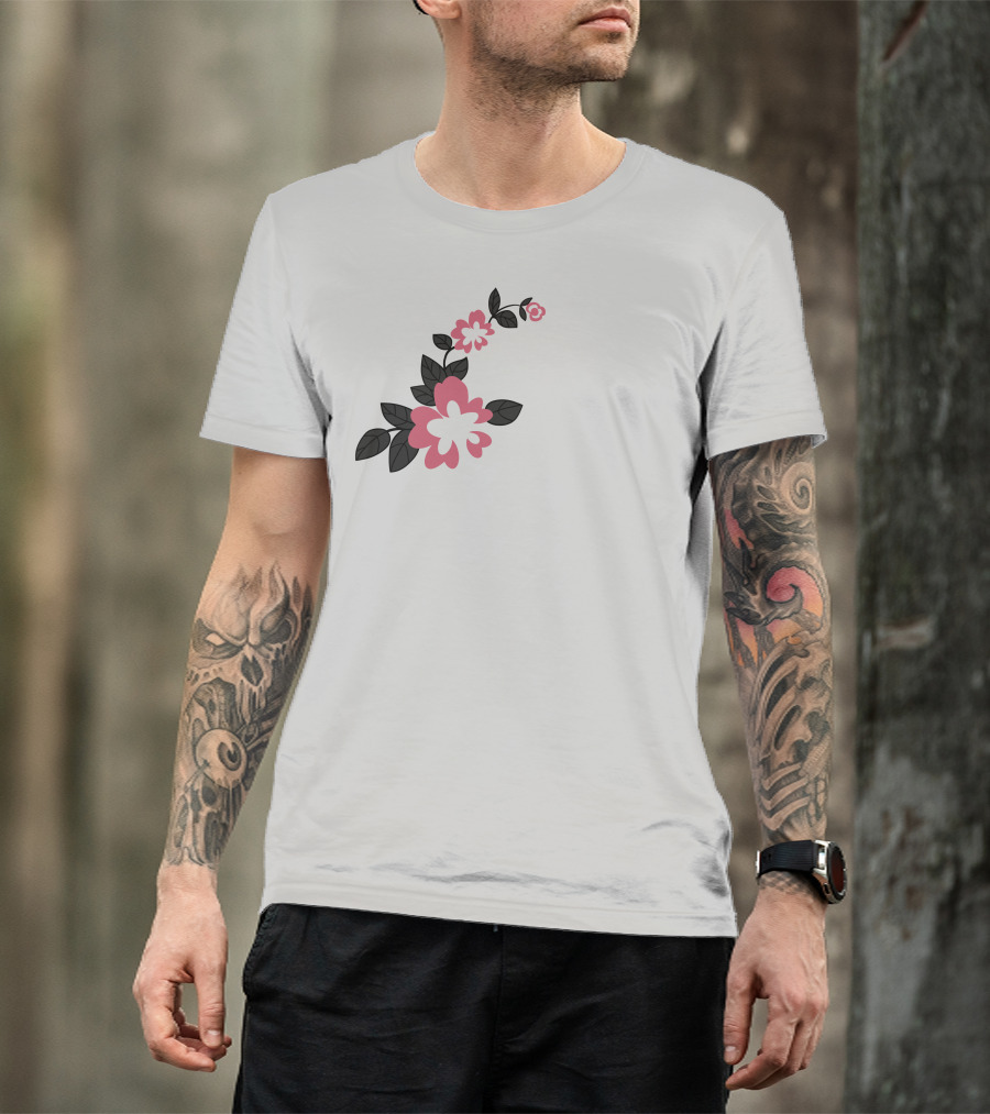 Jonaabug Marinette Pink And Black Flower T-Shirt
