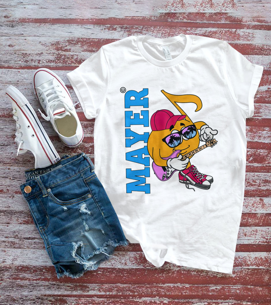 Mayer Sob Rock Merch Music Note Character With Guitar And Sunglasses T-Shirt