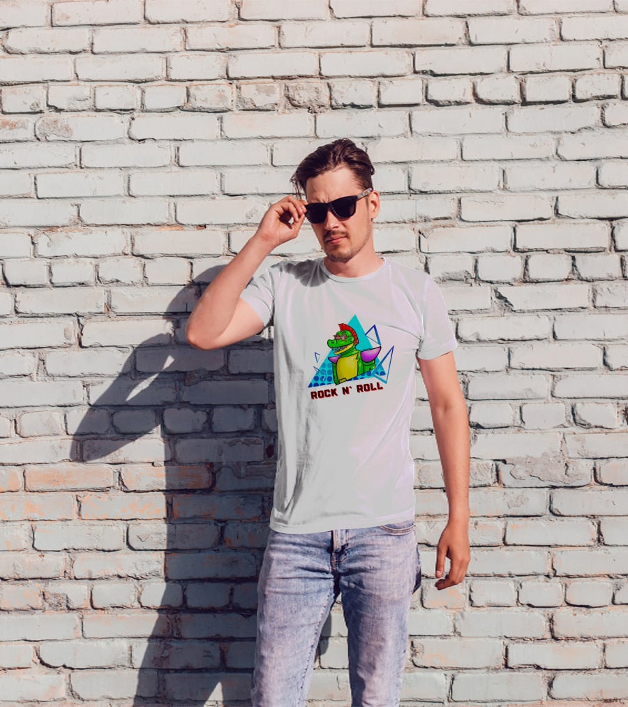 Monty Rock N' Roll Dinosaur With Star Shades And Mohawk T-Shirt