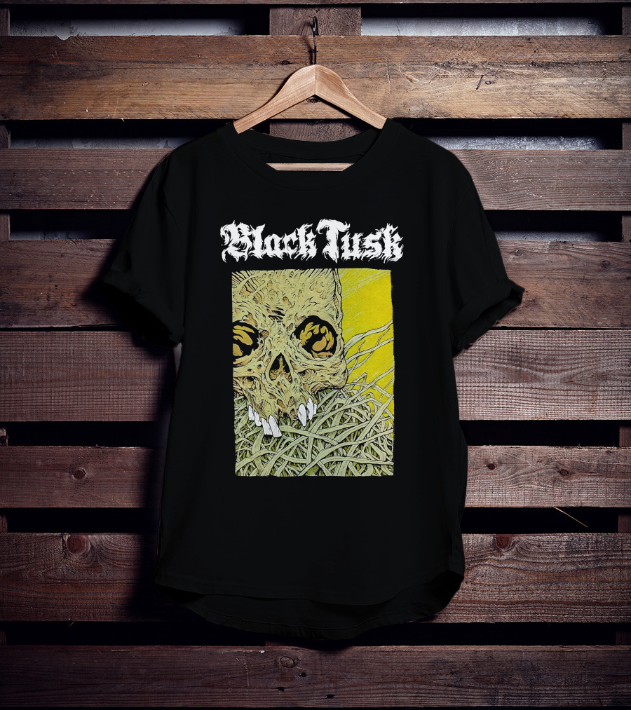 Night Shift Merch Chris Baines Black Tusk Heavy Metal Skull T-Shirt