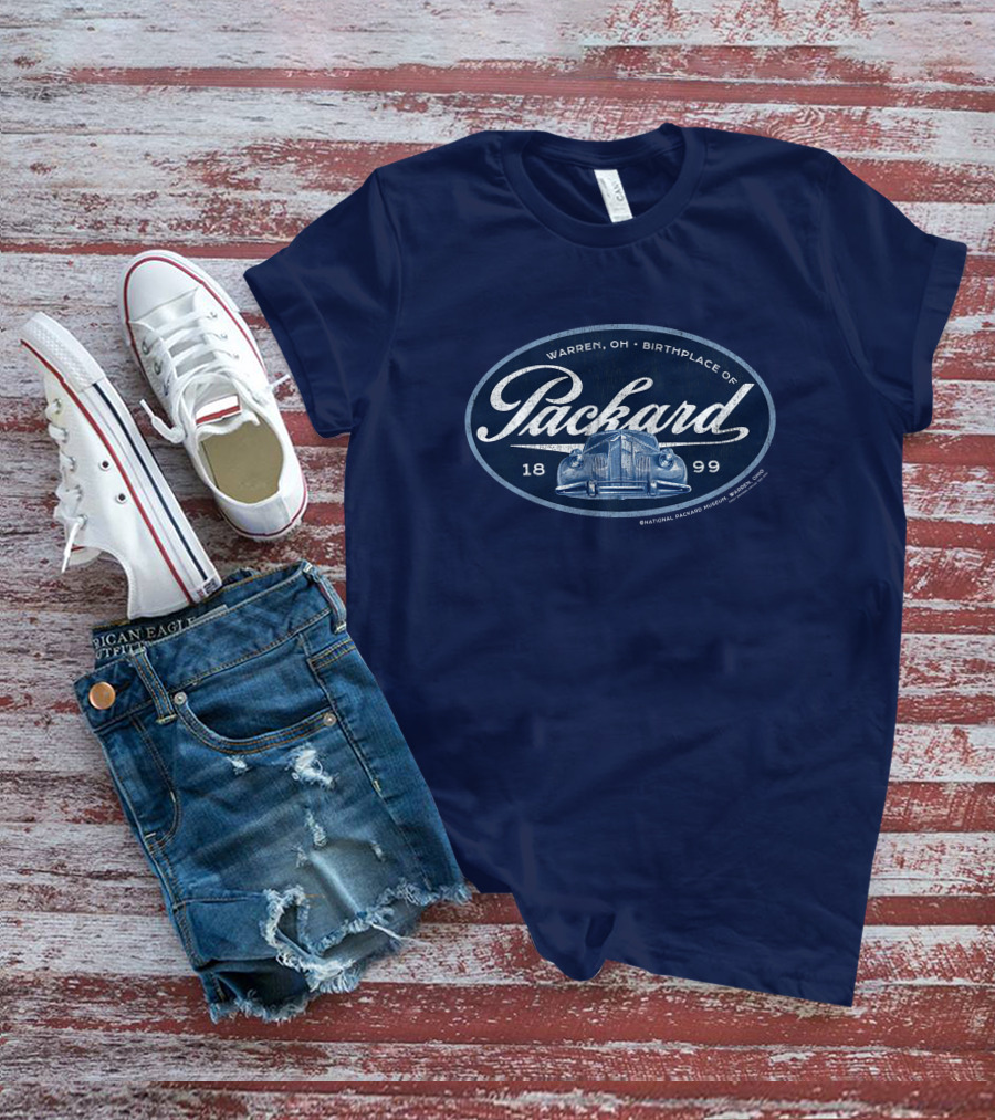 Warren OH Birthplace Of Packard 1899 Vintage Car Grill Navy Tonal T-Shirt