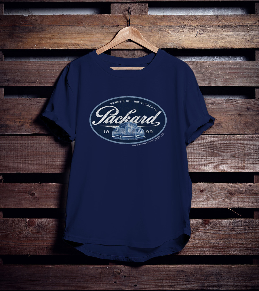 Warren OH Birthplace Of Packard 1899 Vintage Car Grill Navy Tonal T-Shirt