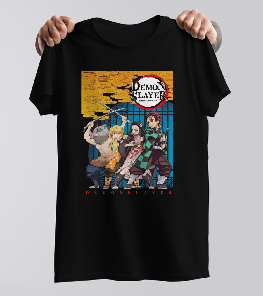 Demon Slayer Kimetsu No Yaiba Tanjiro Nezuko Zenitsu Inosuke Visual T-Shirt