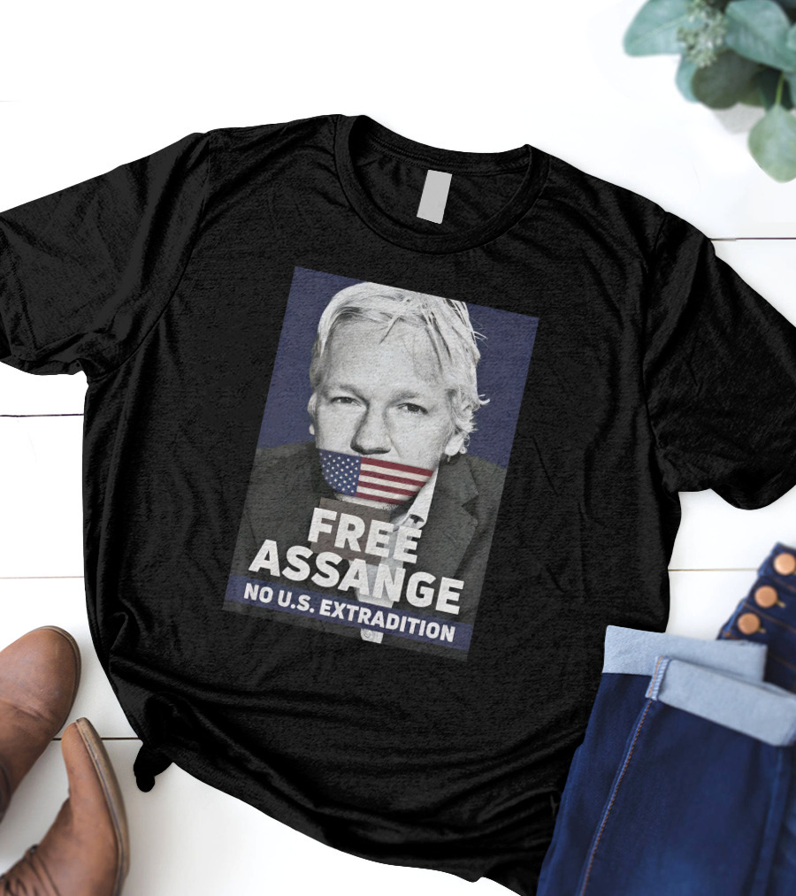 Dimitar Apasiev Free Assange No U.S. Extradition American Flag Silence T-Shirt