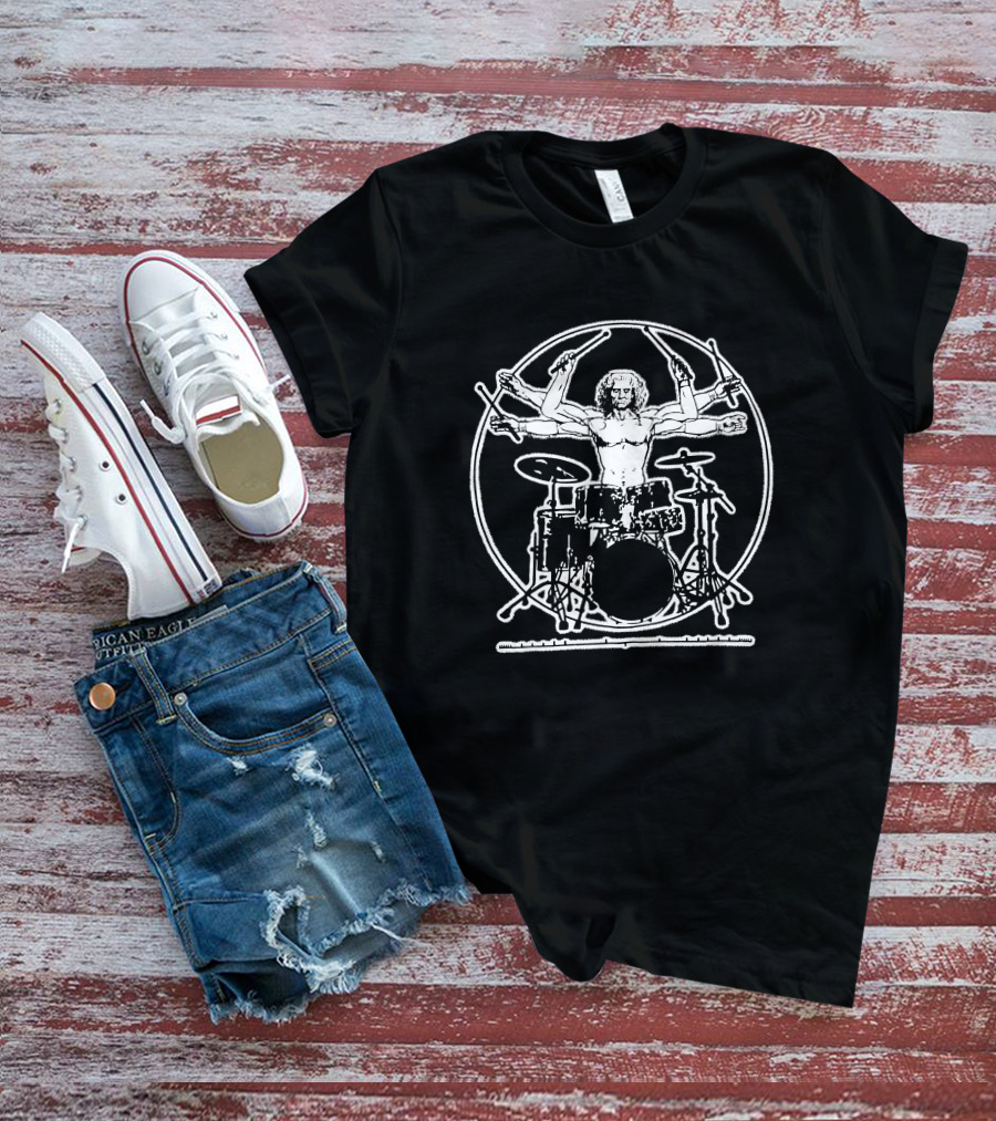 Leonardo Da Vinci Vitruvian Drummer Versatile Sticks T-Shirt