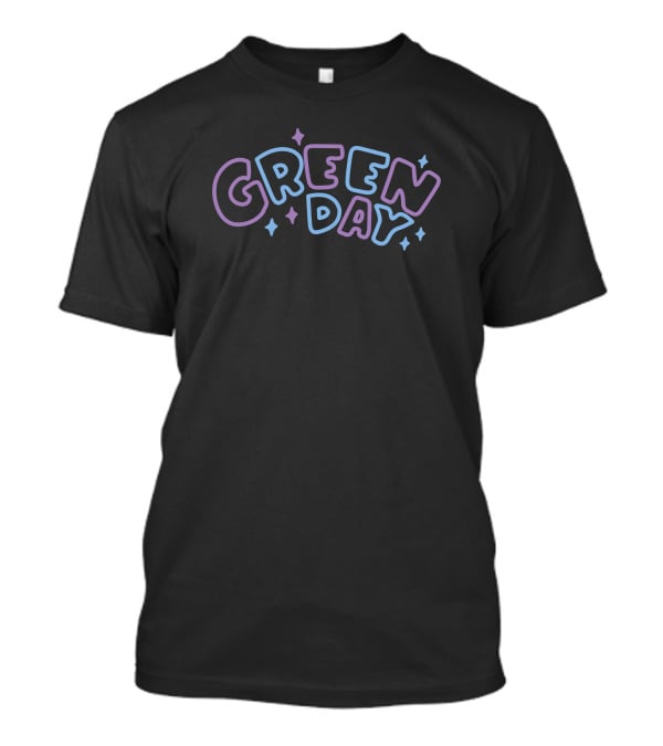 Green Day Multicolor Sparkle Text With Stars T-Shirt