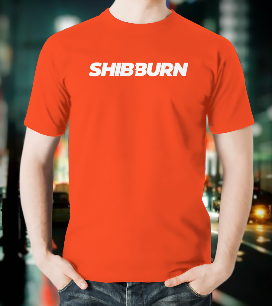 Shibburn Cryptocurrency Concept Bold White Text On Vibrant Orange Background T-Shirt