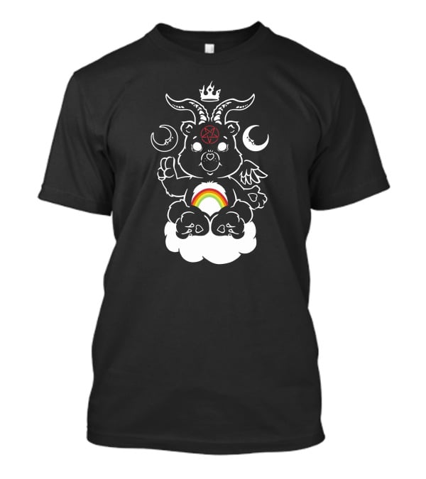Qwertee Scare Bear Occult Rainbow Cloud T-Shirt
