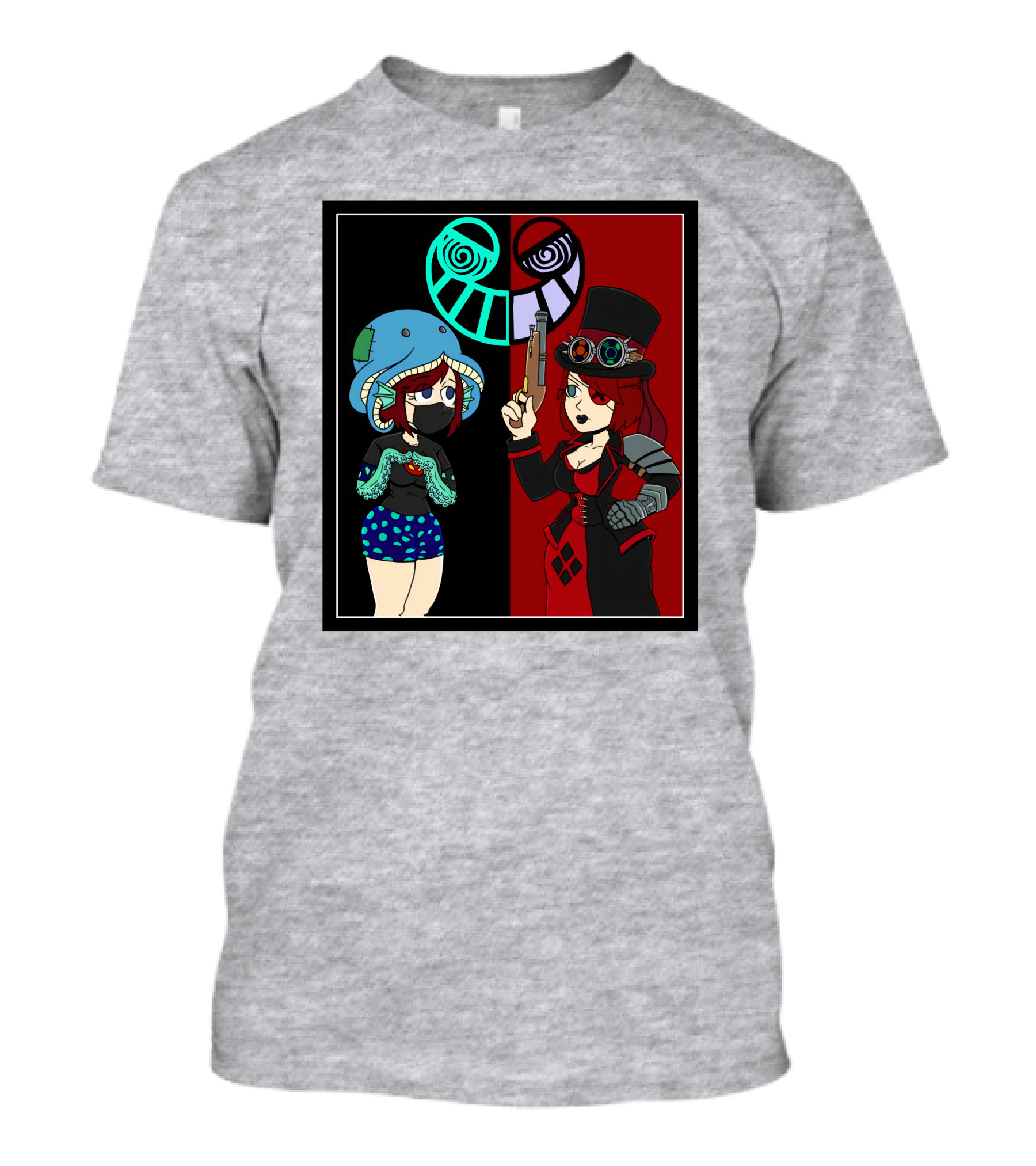 Frenemies Forever Threadless Blowing Off Steam Misssteam Steampunk And Aquatic Duel T-Shirt