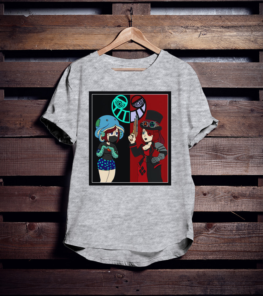 Frenemies Forever Threadless Blowing Off Steam Misssteam Steampunk And Aquatic Duel T-Shirt