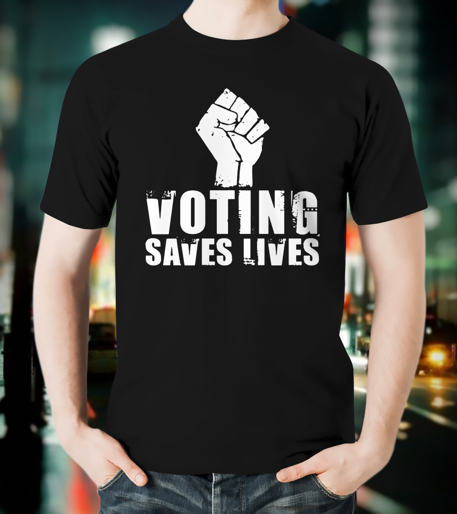 Rainy Studios Voting Saves Lives Fist Symbol Sam Aburime T-Shirt