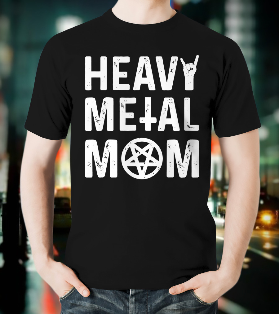 Heavy Metal Mom Cassandra L Thompson Cass Thomps13 Pentagram Rock Gesture T-Shirt