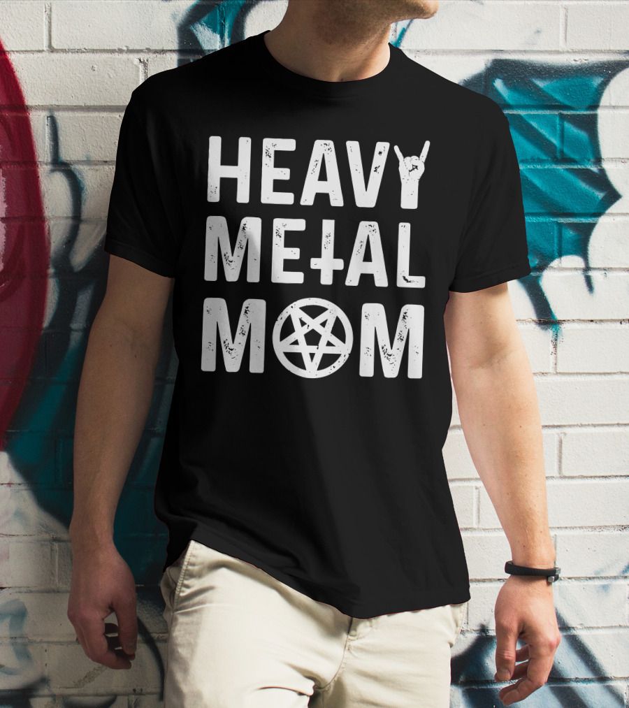 Heavy Metal Mom Cassandra L Thompson Cass Thomps13 Pentagram Rock Gesture T-Shirt