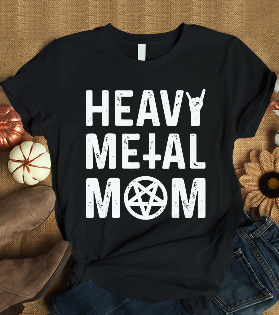 Heavy Metal Mom Cassandra L Thompson Cass Thomps13 Pentagram Rock Gesture T-Shirt