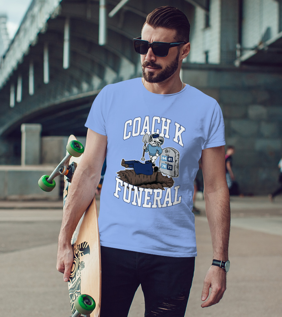 Big Cat Coach K Funeral Digging Cartoon Shovel Logo Dave Portnoy T-Shirt