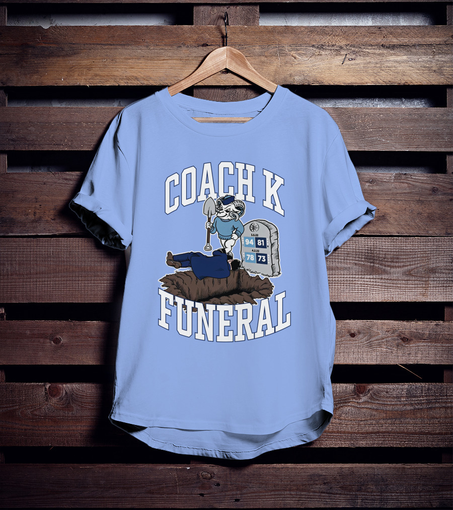 Big Cat Coach K Funeral Digging Cartoon Shovel Logo Dave Portnoy T-Shirt