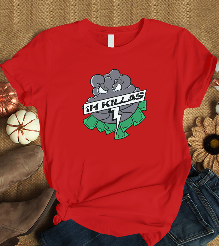 1H Killas Angry Cloud With Lightning And Money T-Shirt
