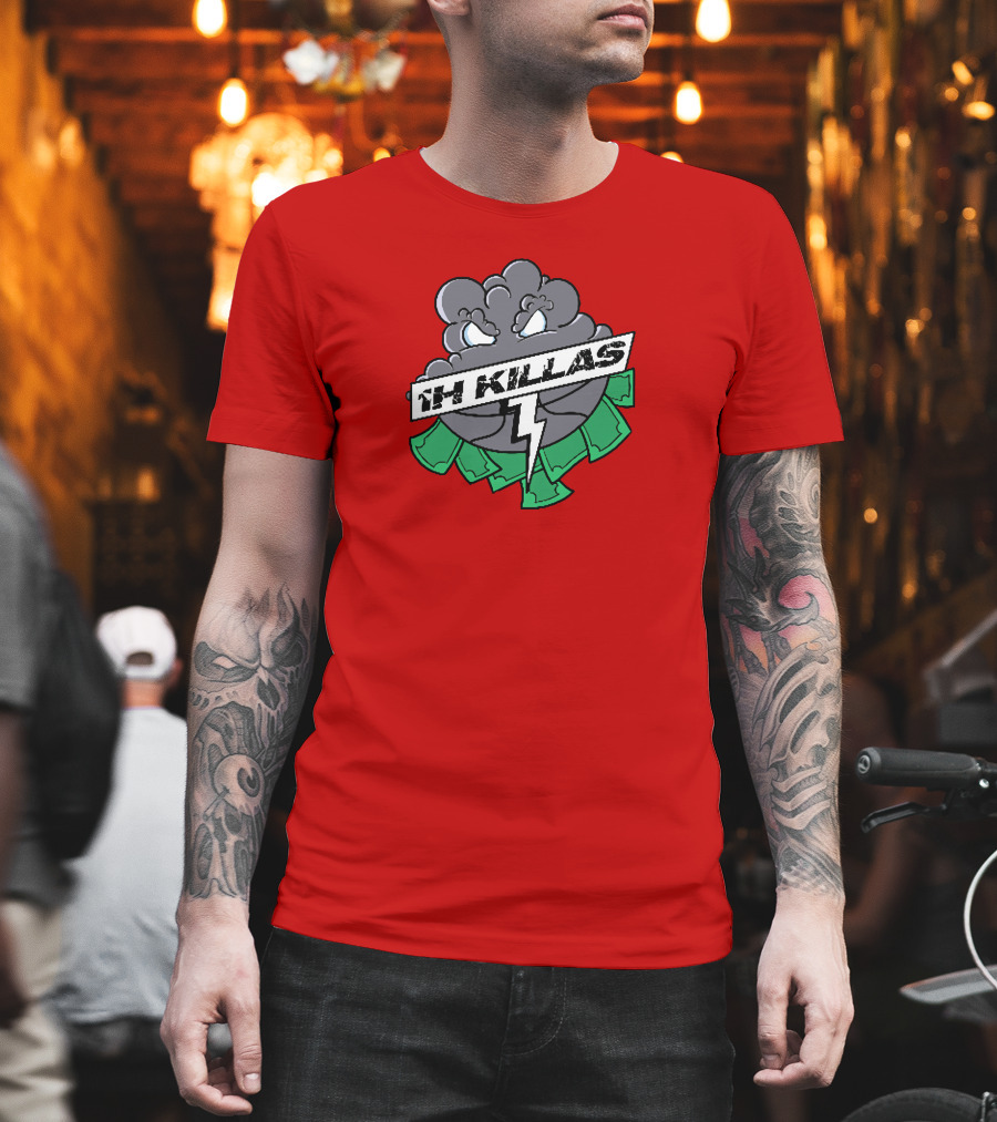 1H Killas Angry Cloud With Lightning And Money T-Shirt