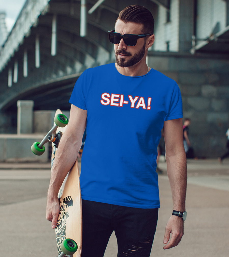 SEI-YA Obvious Phrase In Bold Red And White Block Text T-Shirt