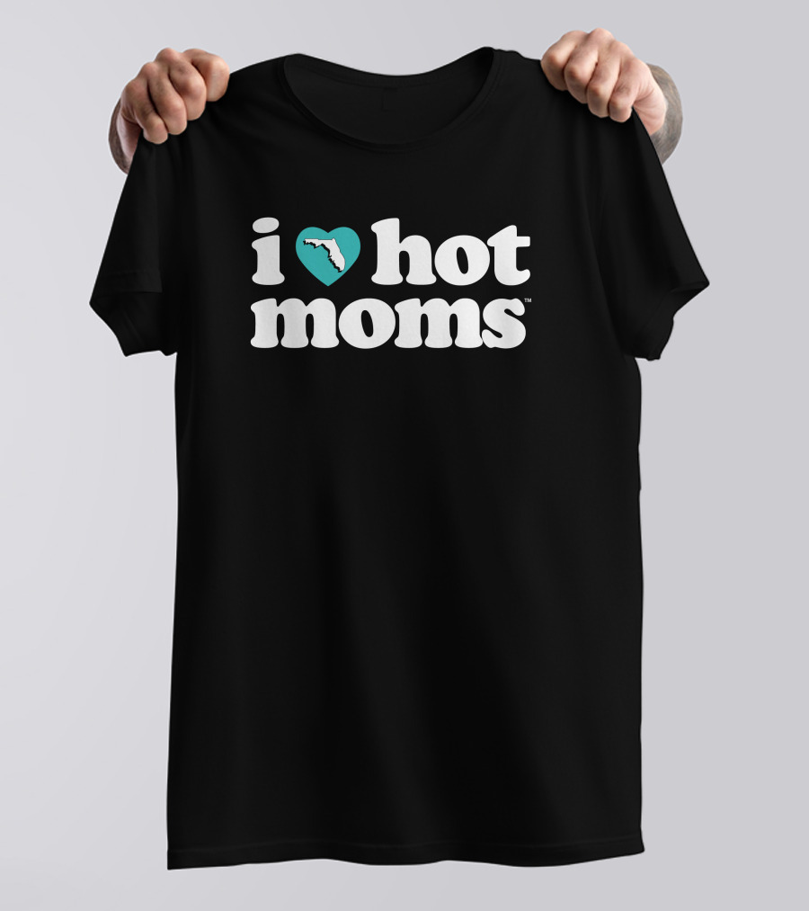 I Love Hot Mom Florida Charity Heart Shape Icon Map T-Shirt